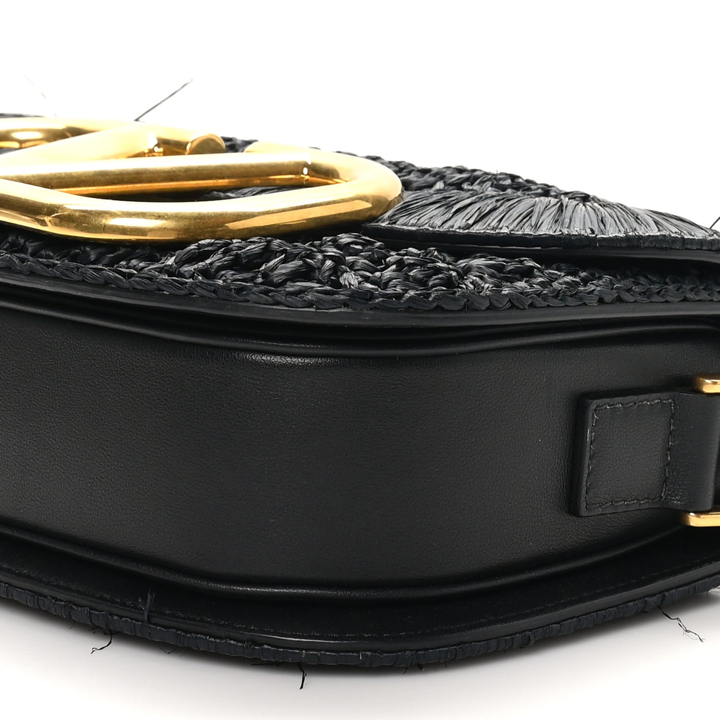 Raffia Braided Supervee Crossbody Bag Black