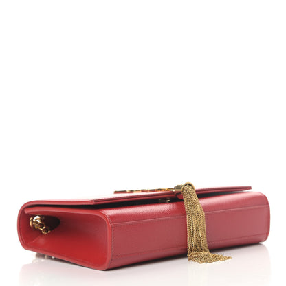 Saint Laurent Grain De Poudre Small Classic Monogram Kate Tassel Satchel Red 3 of 5