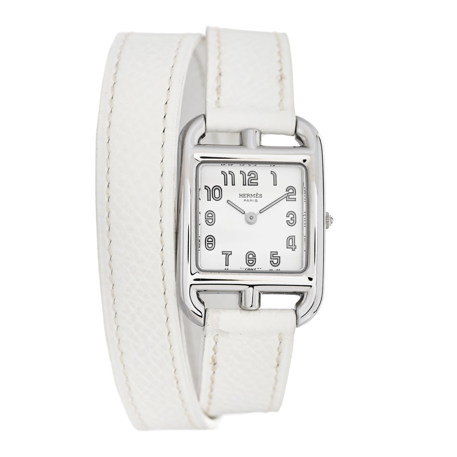 Hermes Stainless Steel Epsom 23mm Cape Cod Double Tour Quartz Watch Blanc 1 of 5
