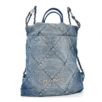 Chanel Denim Quilted Chanel 22 Backpack Blue 1 of 10