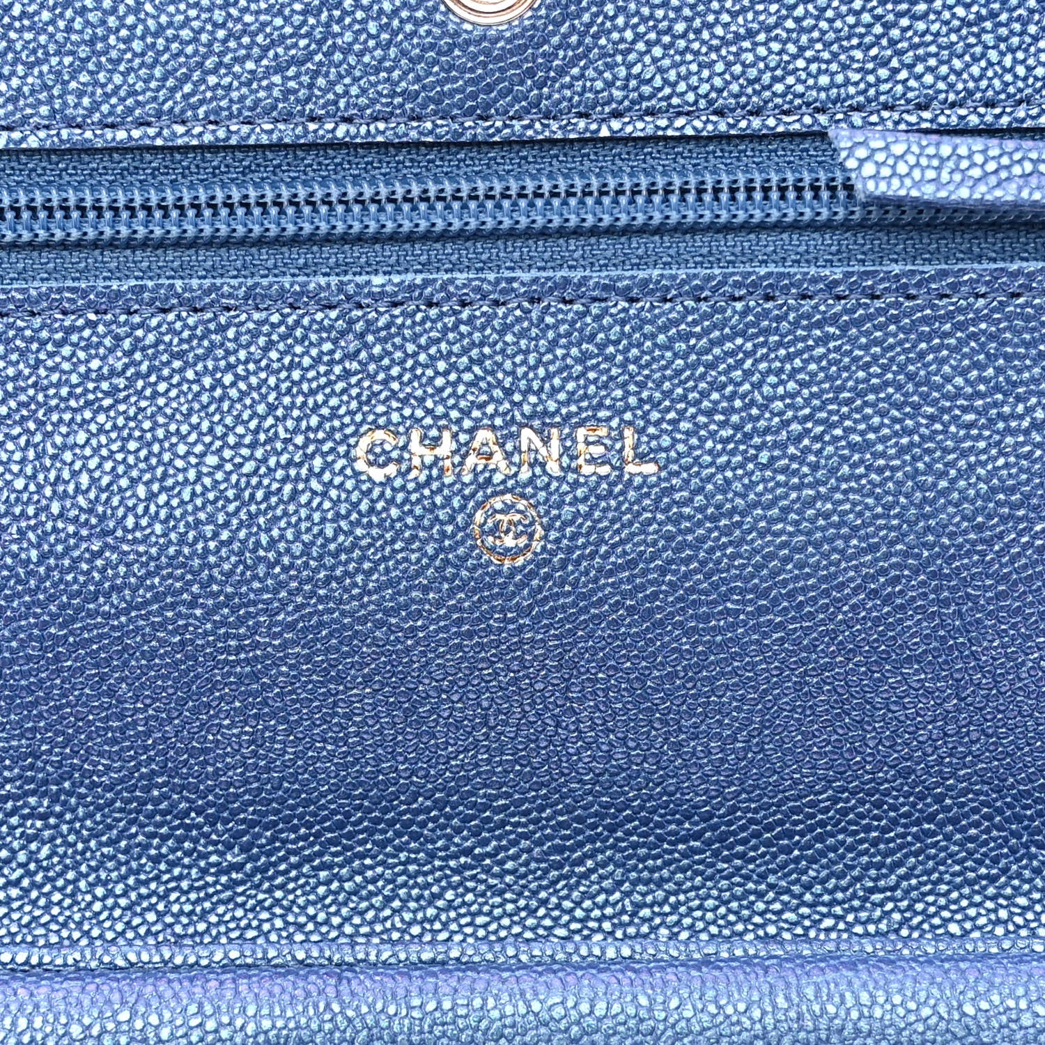 Chanel Iridescent Caviar Quilted Wallet on Chain WOC Dark Blue 6 of 12