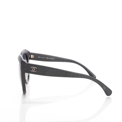 Chanel Tweed Effect CC Polarized Butterfly Signature Sunglasses 5332-A Black 2 of 6
