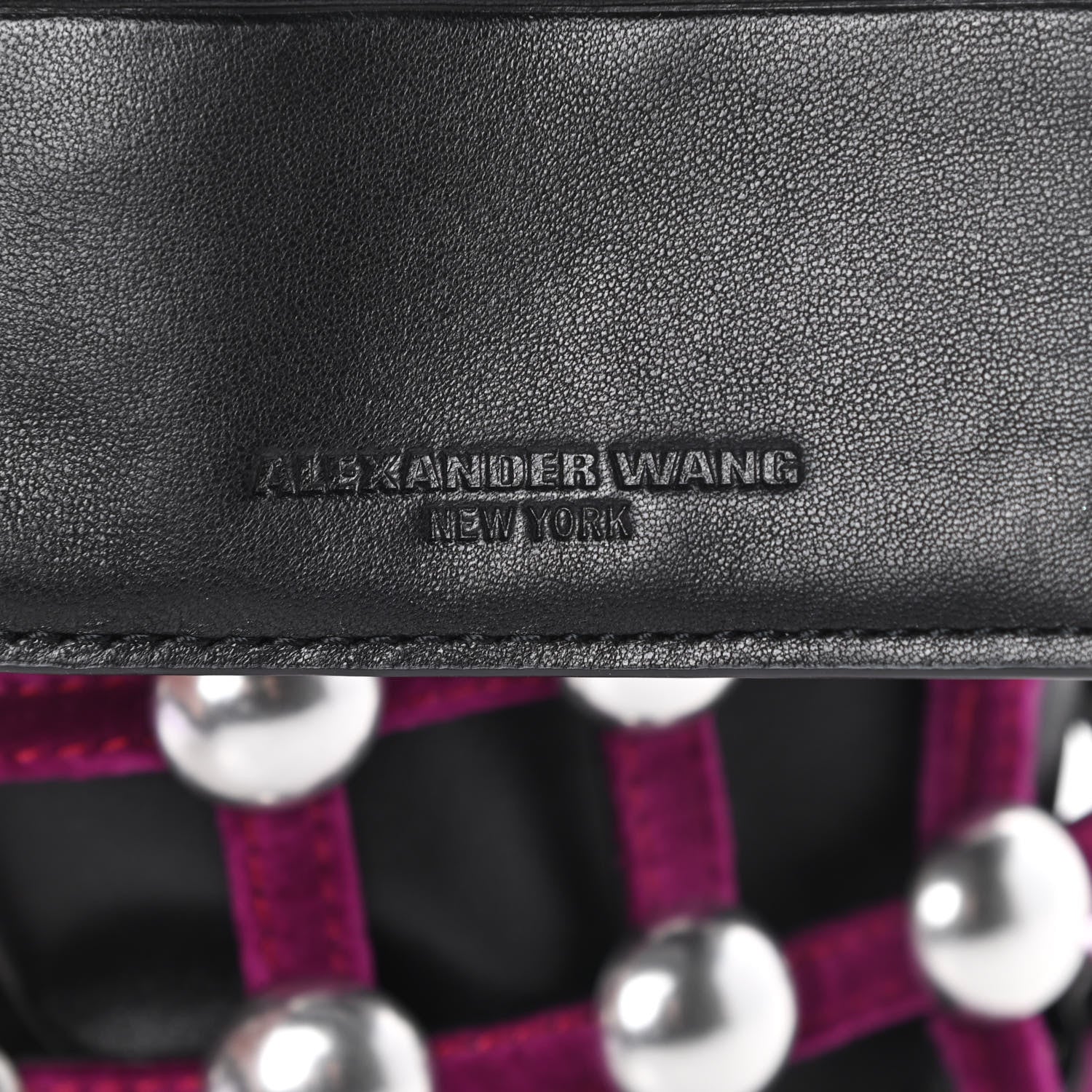 Alexander Wang Velvet Embellished Mini Roxy Bucket Bag Magenta 7 of 13