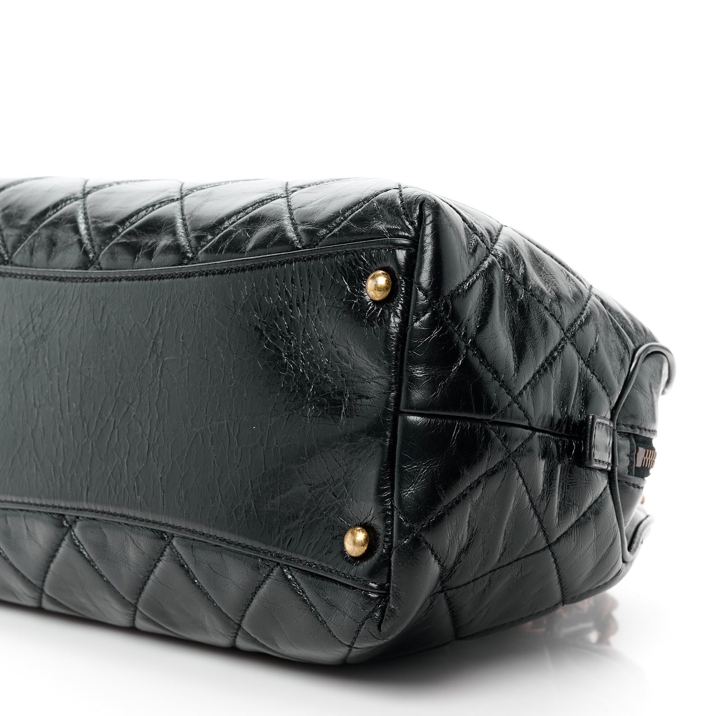Glazed Calfskin Castle Rock Bowling Bag Black