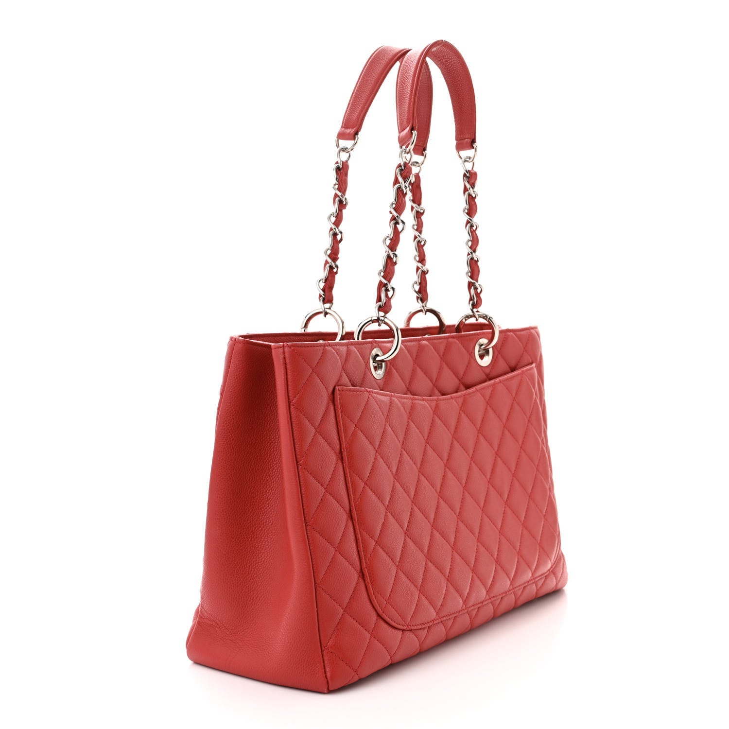 Chanel Caviar Quilted XL Grand Shopping Tote GST Red 3 of 12