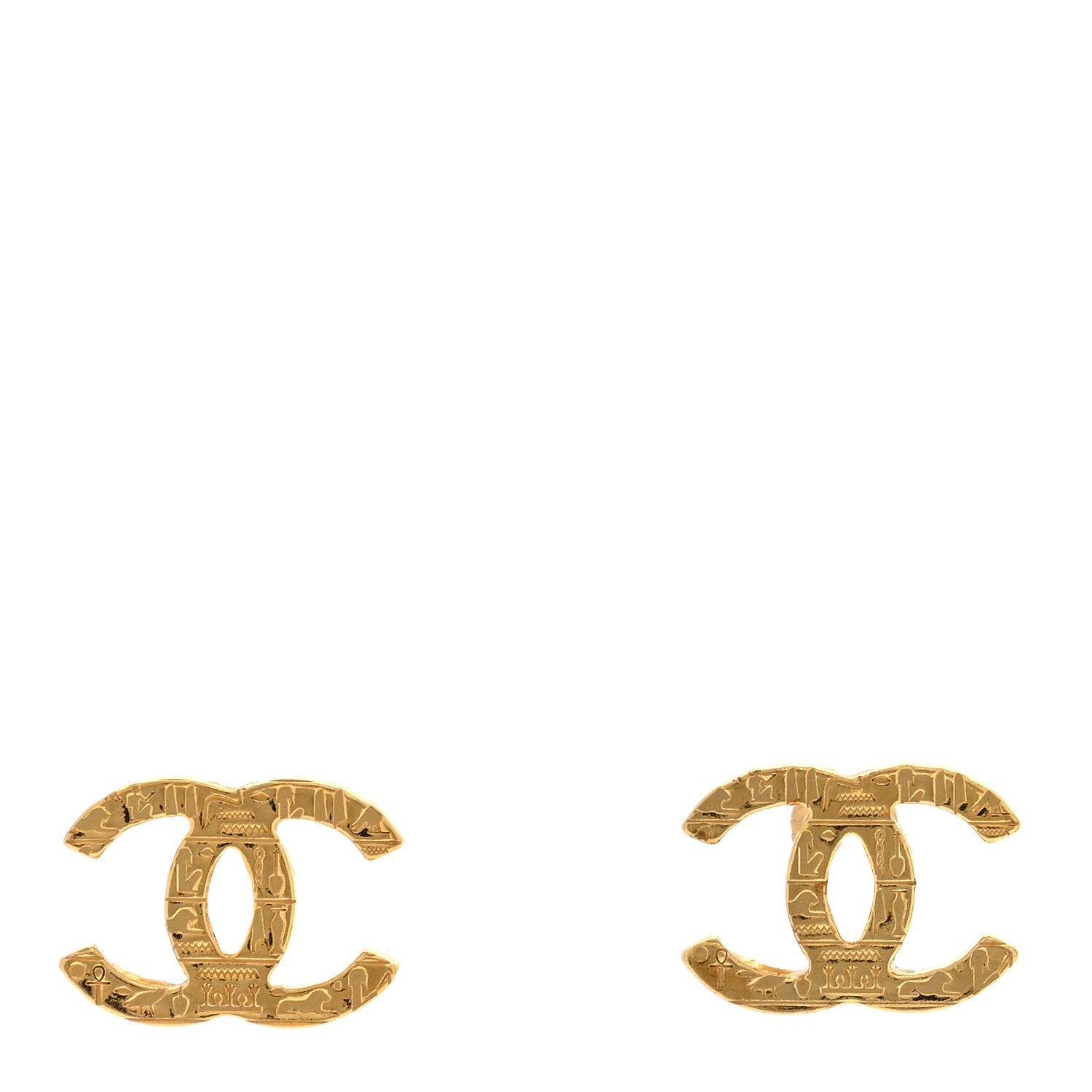 Chanel Metal Scarab CC Clip On Earrings Gold 1 of 4