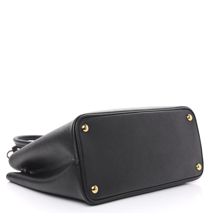Prada Saffiano Cuir Medium Double Bag Black Fuoco 5 of 10