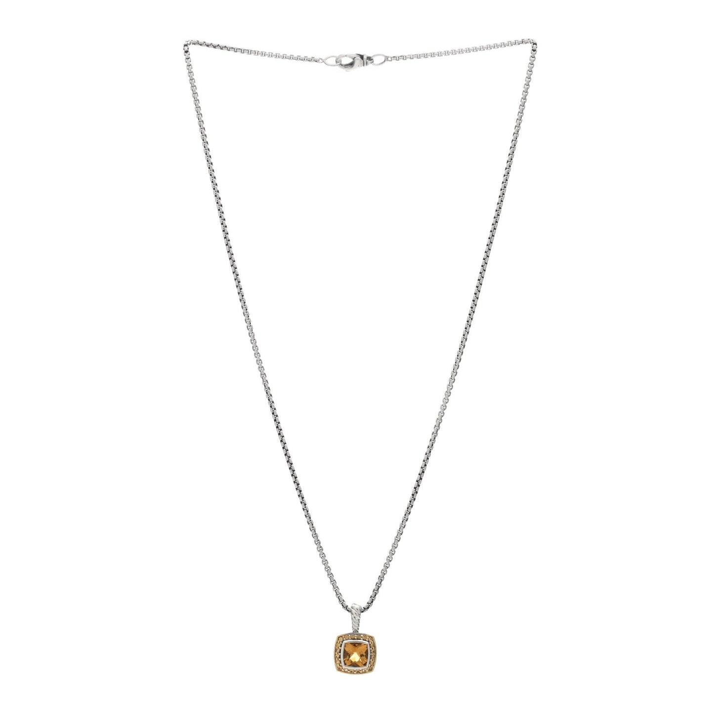 Sterling Silver 18K Yellow Gold Diamond Citrine Yellow Sapphire 7mm Petite Albion Necklace