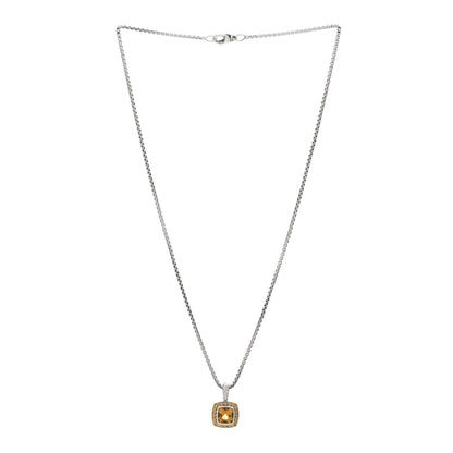 David Yurman Sterling Silver 18K Yellow Gold Diamond Citrine Yellow Sapphire 7mm Petite Albion Necklace 2 of 4