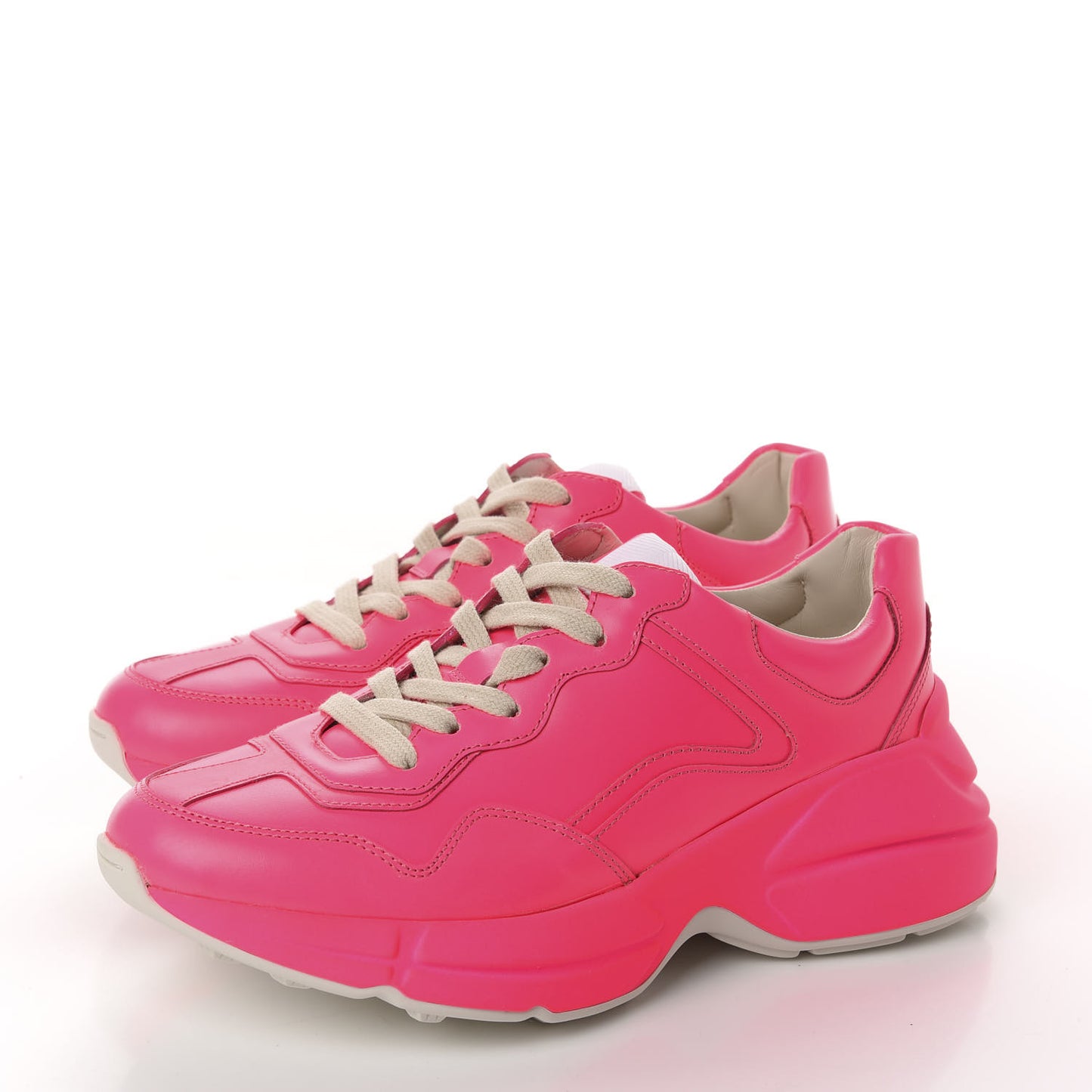 Calfskin Womens Rhyton Sneakers 36.5 Fluo Fuxia