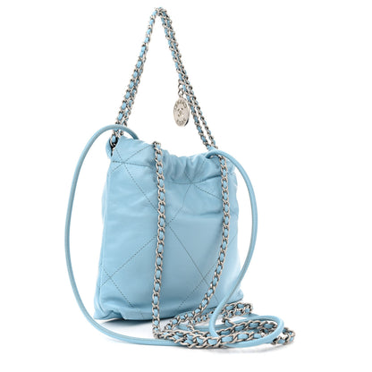 Chanel Shiny Calfskin Quilted Mini Chanel 22 Light Blue 3 of 11