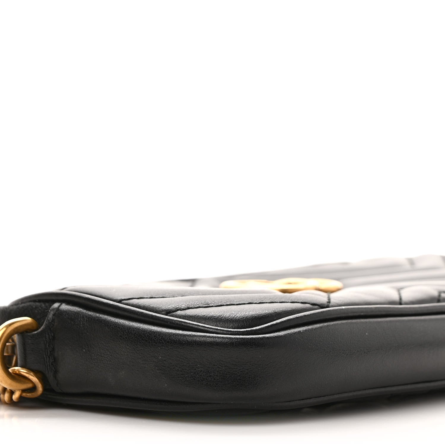 Gucci Calfskin Matelasse Mini GG Marmont Chain Crossbody Bag Black 8 of 9