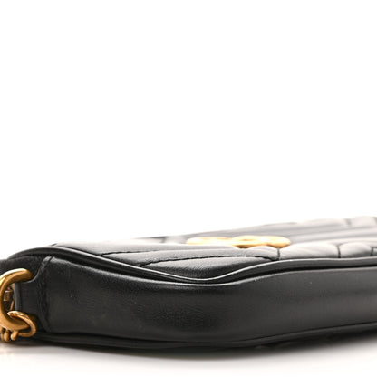 Gucci Calfskin Matelasse Mini GG Marmont Chain Crossbody Bag Black 8 of 9