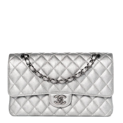 Chanel Metallic Caviar Quilted Medium Double Flap Silver 1 of 10