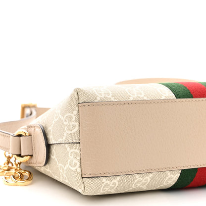 Gucci GG Supreme Monogram Textured Dollar Calfskin Web Small Ophidia Dome Shoulder Beige Mystic White Oatmeal 8 of 9