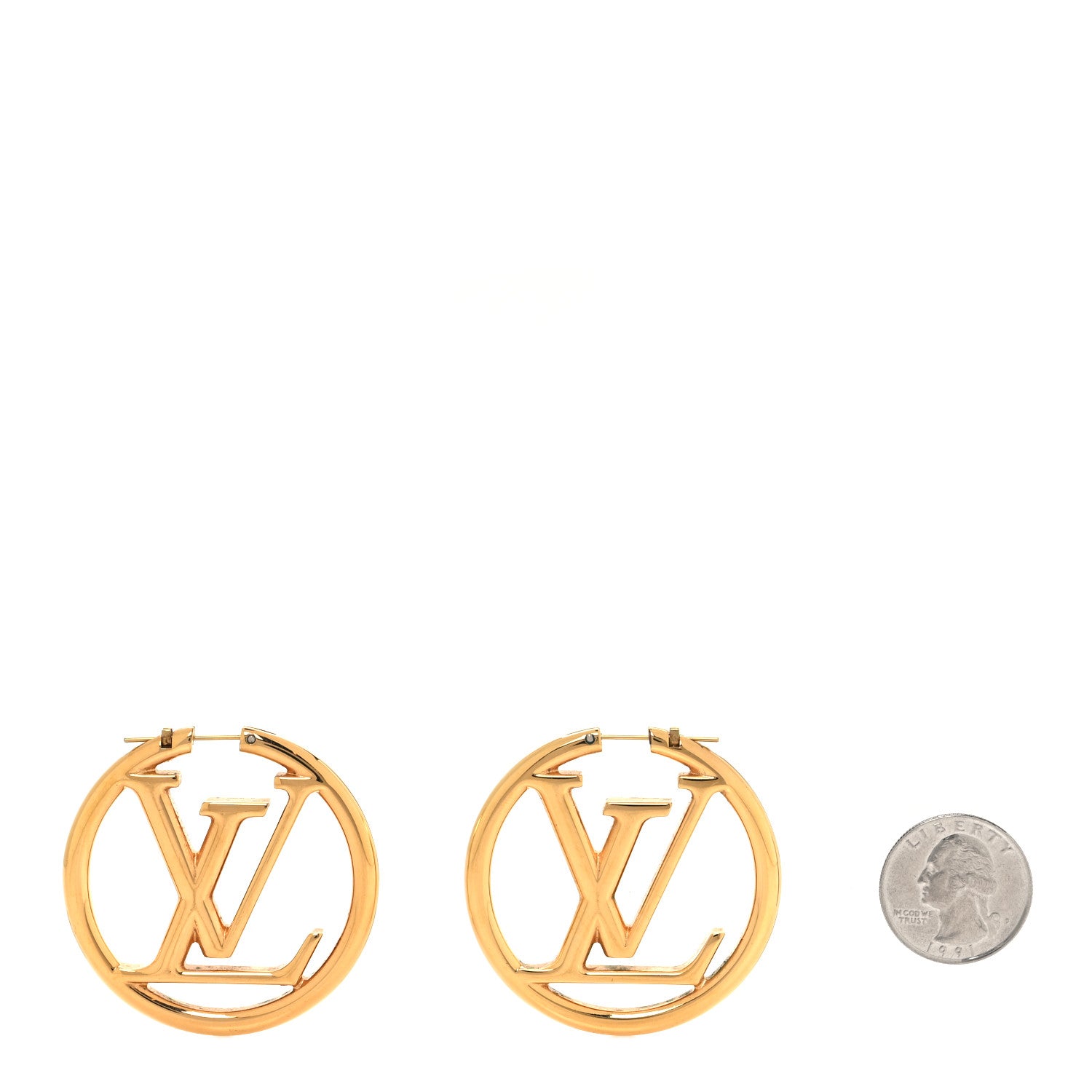 Louis Vuitton Metal Louise Hoop Earrings Gold 2 of 5