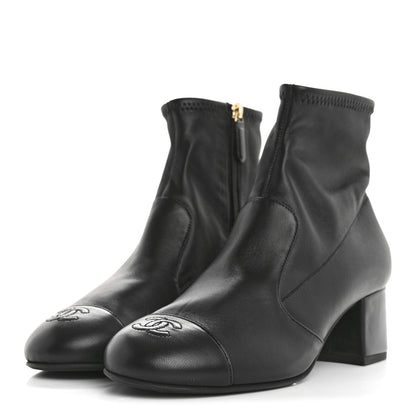 Chanel Stretch Lambskin Cap Toe CC Short Boots 39 Black 4 of 9