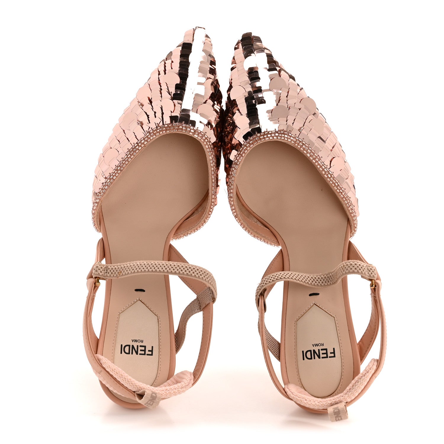 Fendi Organza Sequin Paillettes Colibri Lite 85mm Slingback Pumps 36 Nudo Baby Pink 2 of 10