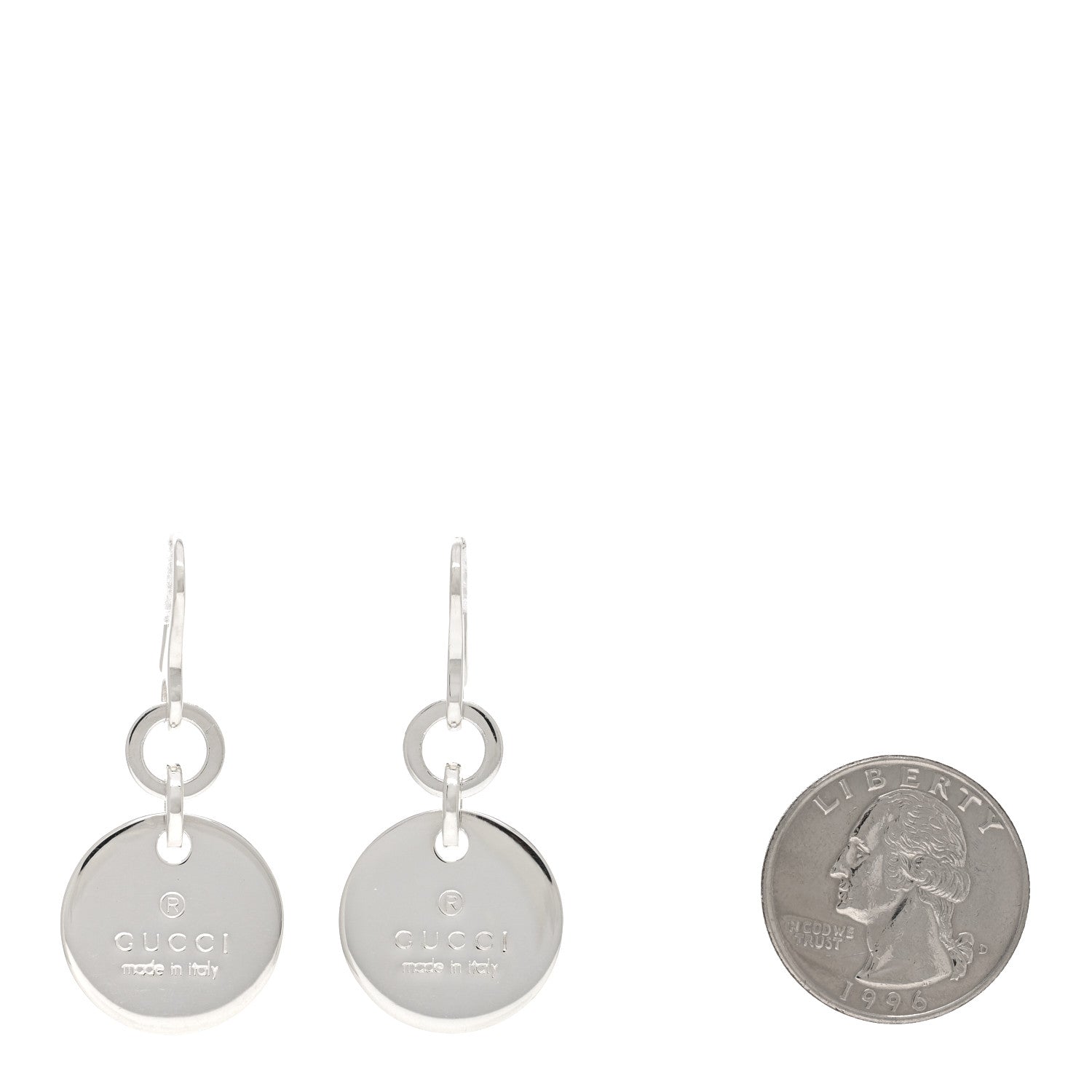 Gucci Sterling Silver Trademark Round Drop Earrings 2 of 5