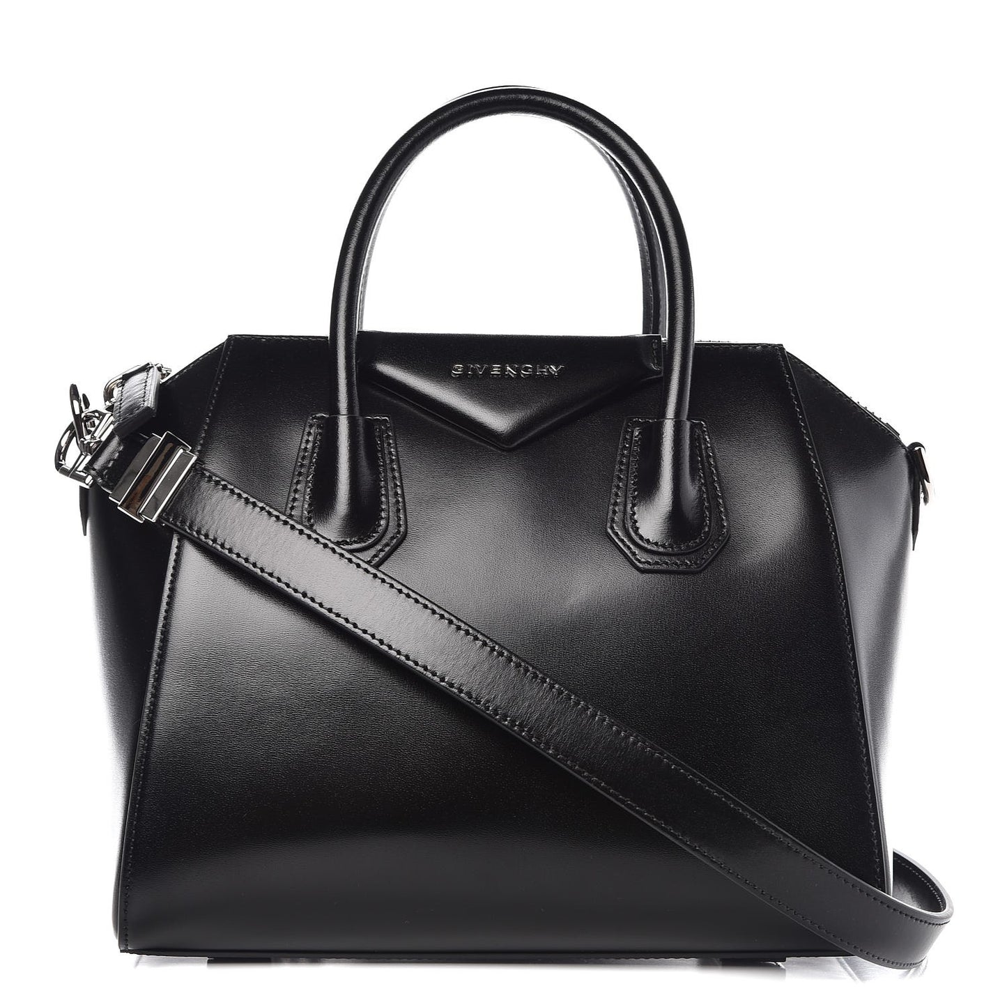 Shiny Lord Calfskin Small Antigona Black