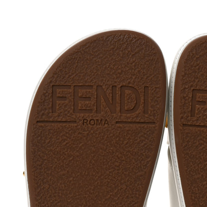 Fendi Vitello Womens Fendigraphy Slide Sandals 35 White Ice 6 of 9