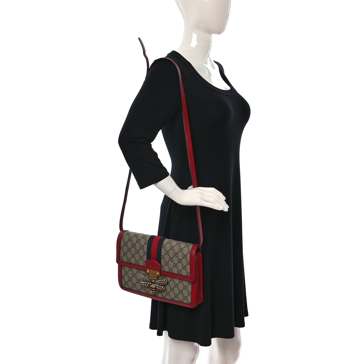 GG Supreme Monogram Medium Queen Margaret Shoulder Bag Red
