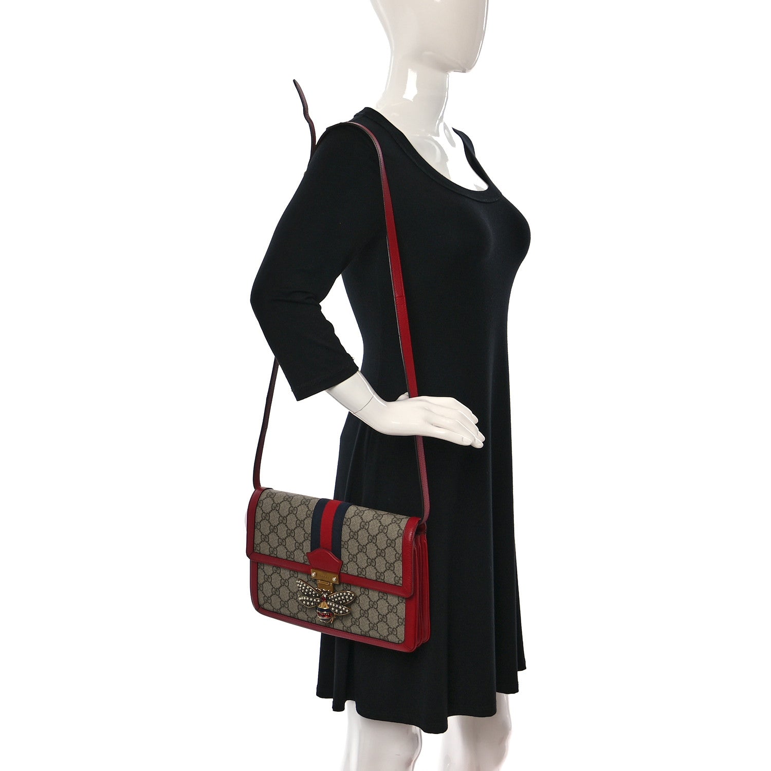 Gucci GG Supreme Monogram Medium Queen Margaret Shoulder Bag Red 2 of 11