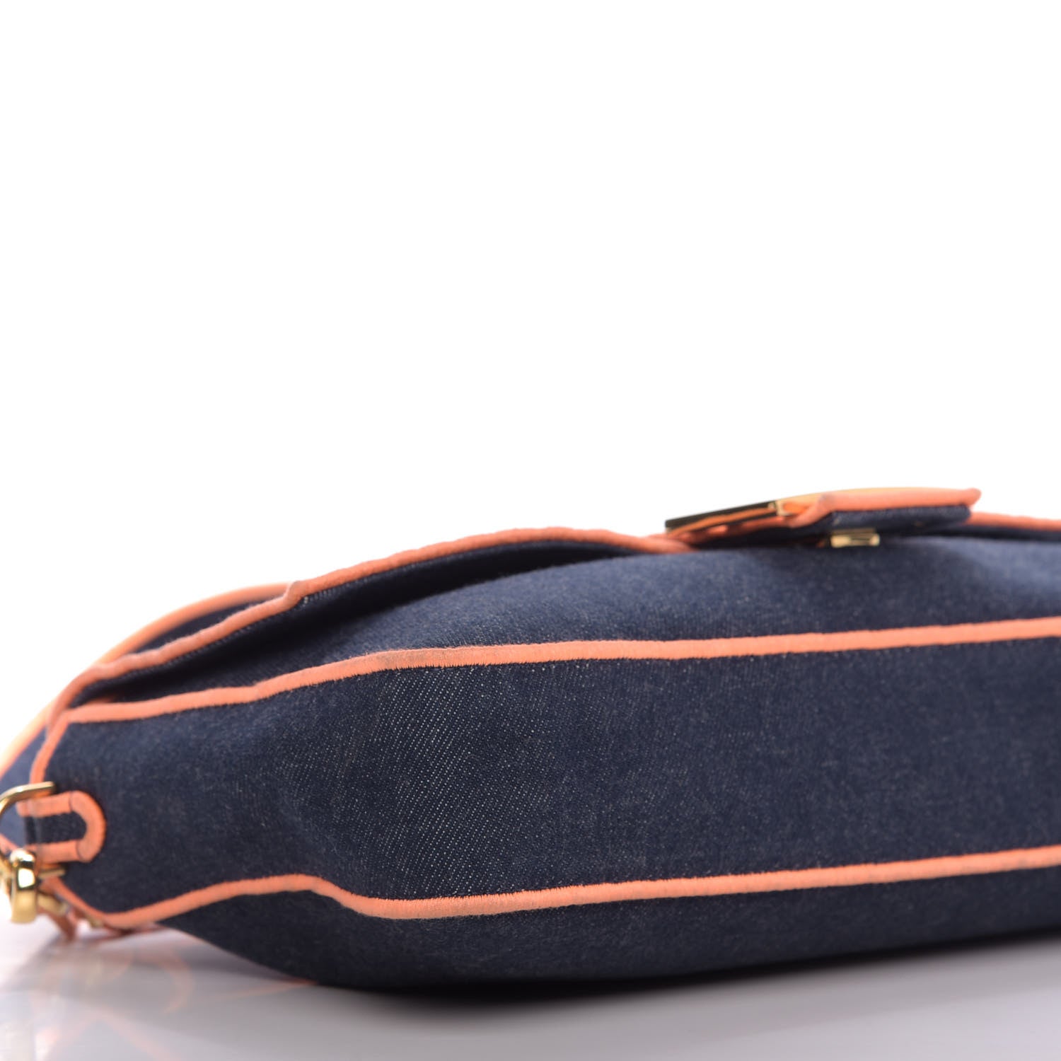 Fendi Denim Large Baguette Blue Arancio Fluo 7 of 15