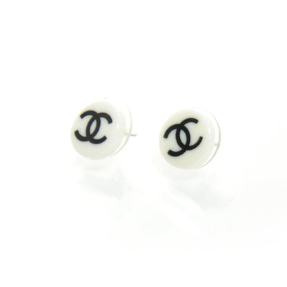 Chanel Resin CC Earrings Black and White 1 of 3