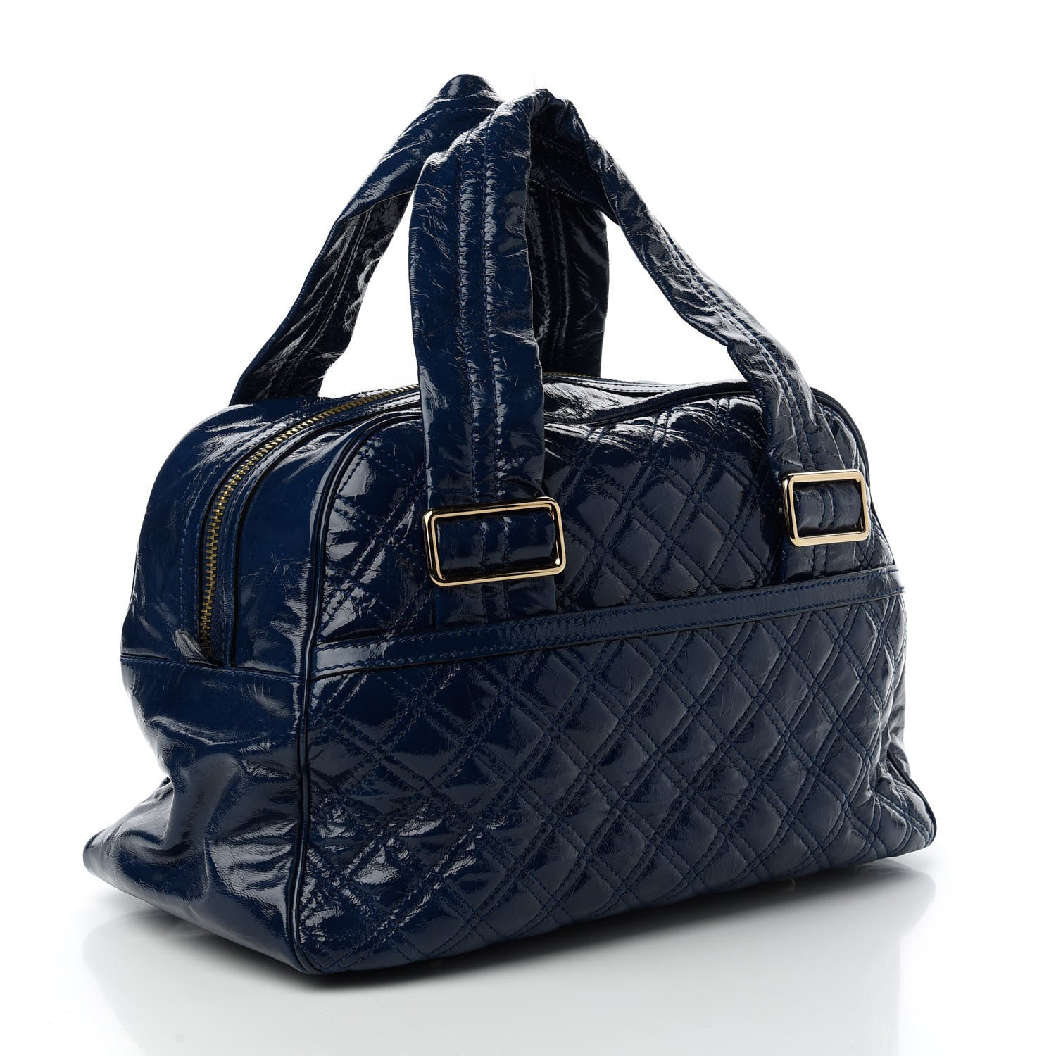 Marc Jacobs Patent Goatskin Quilted Large Ursula Bowler Midnight 3 of 10