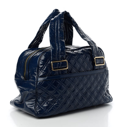 Marc Jacobs Patent Goatskin Quilted Large Ursula Bowler Midnight 3 of 10