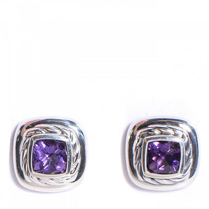 David Yurman Sterling Silver 5mm Amethyst Color Classics Earrings 1 of 5