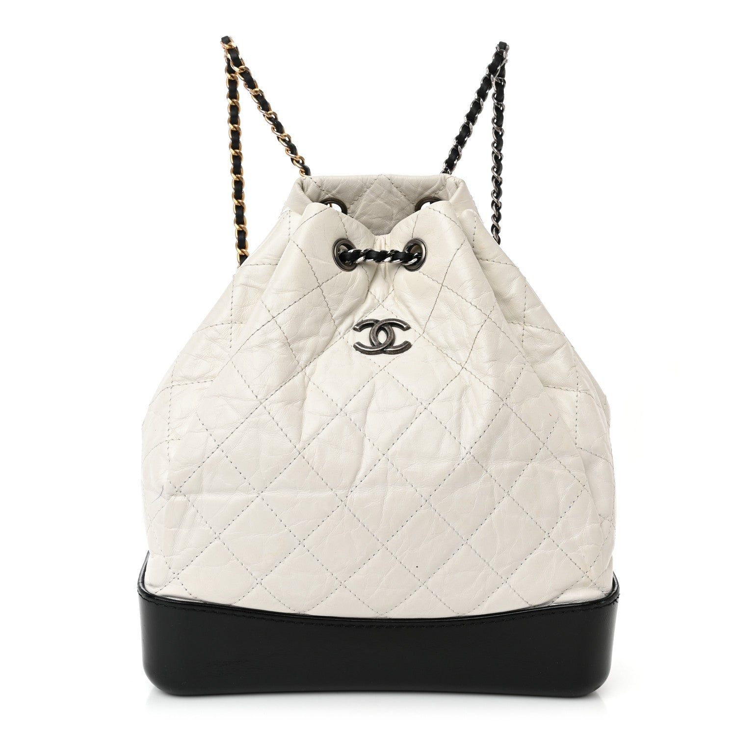 Chanel Aged Calfskin Quilted Gabrielle Backpack Black White 1 of 13