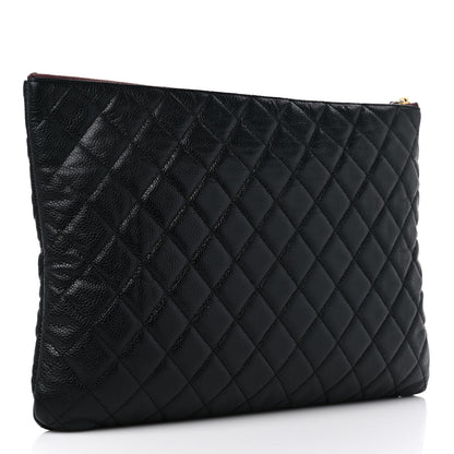 Chanel Caviar Quilted Large Cosmetic Case Black 3 of 9