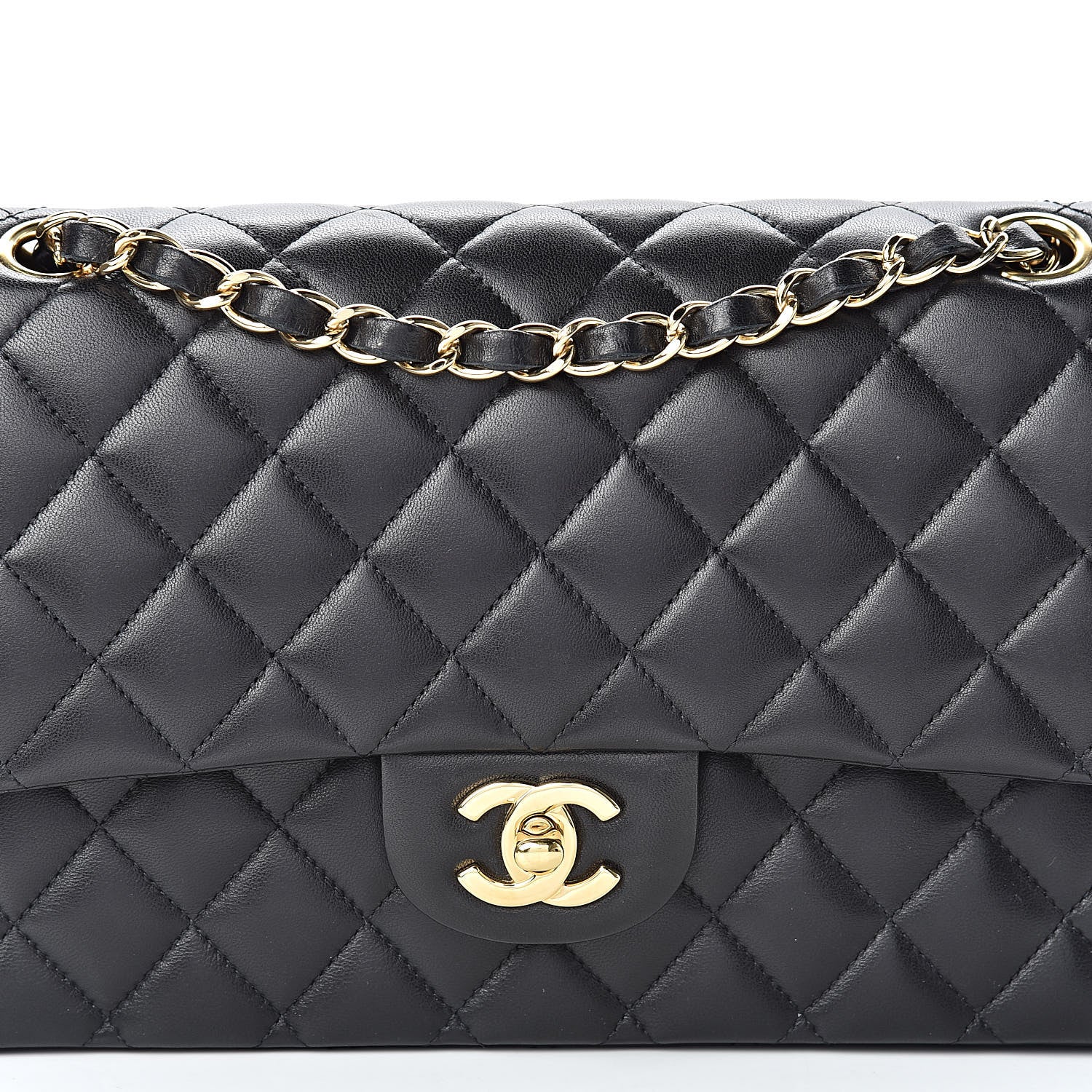 Chanel Lambskin Quilted Medium Double Flap Black 8 of 13