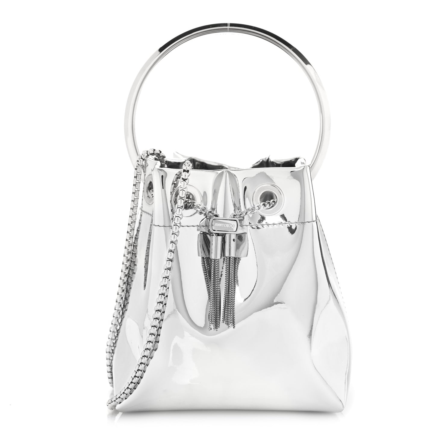 Metallic Patent Bon Bon Bag Silver