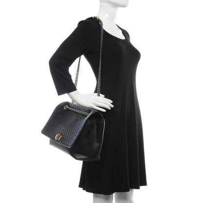 Lanvin Hammered Calfskin Large Happy Edgy Shoulder Bag Black 2 of 7