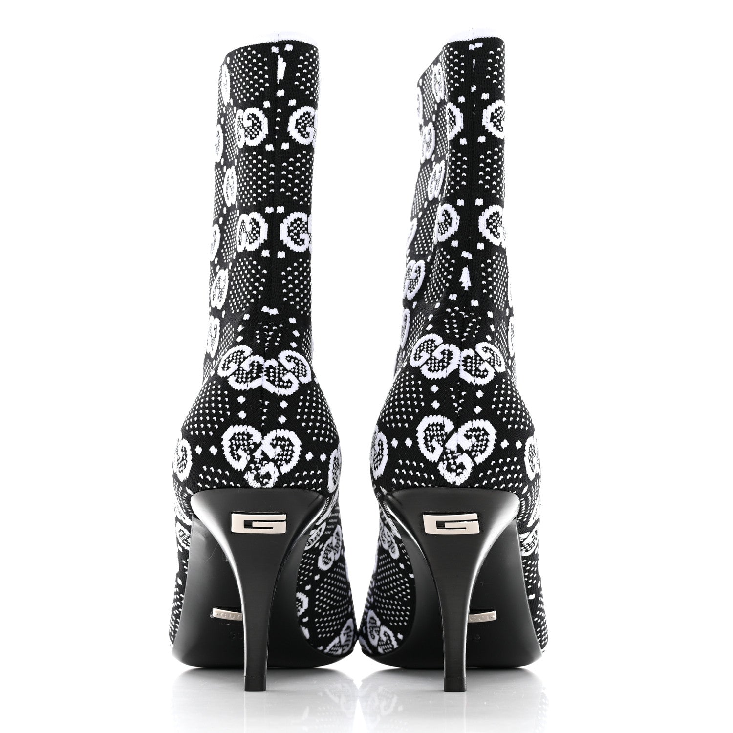 Gucci Technical Jersey Knit GG Monogram Square G 75mm Ankle Boots 39 Black Great White 4 of 9