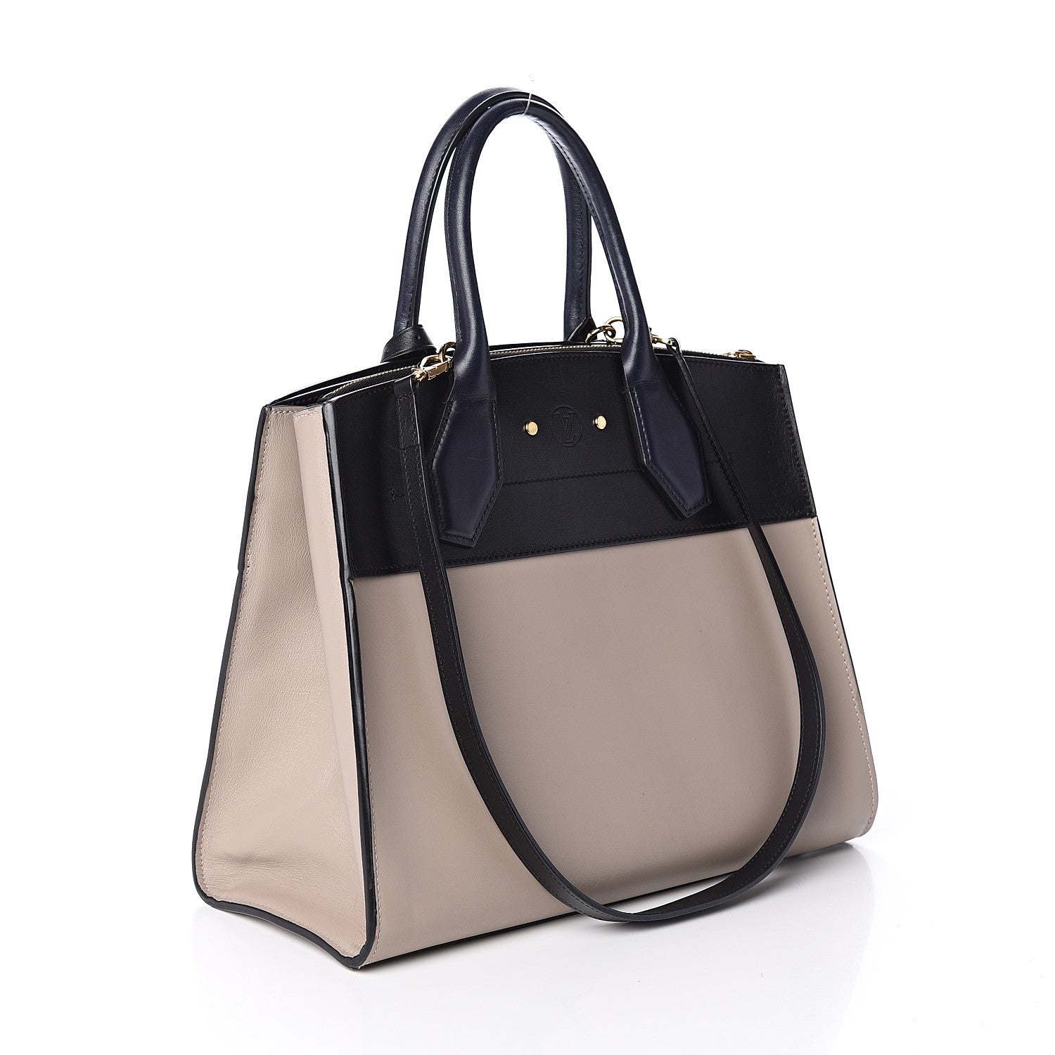 Louis Vuitton Calfskin City Steamer MM Gris Black 2 of 8