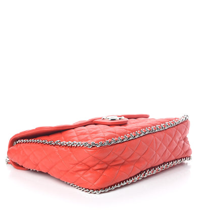 Chanel Washed Lambskin Quilted Maxi Chain Around Flap Red 4 of 9