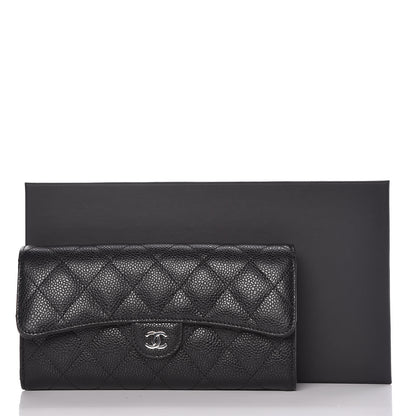 Chanel Caviar Quilted Large Gusset Flap Wallet Black 11 of 11