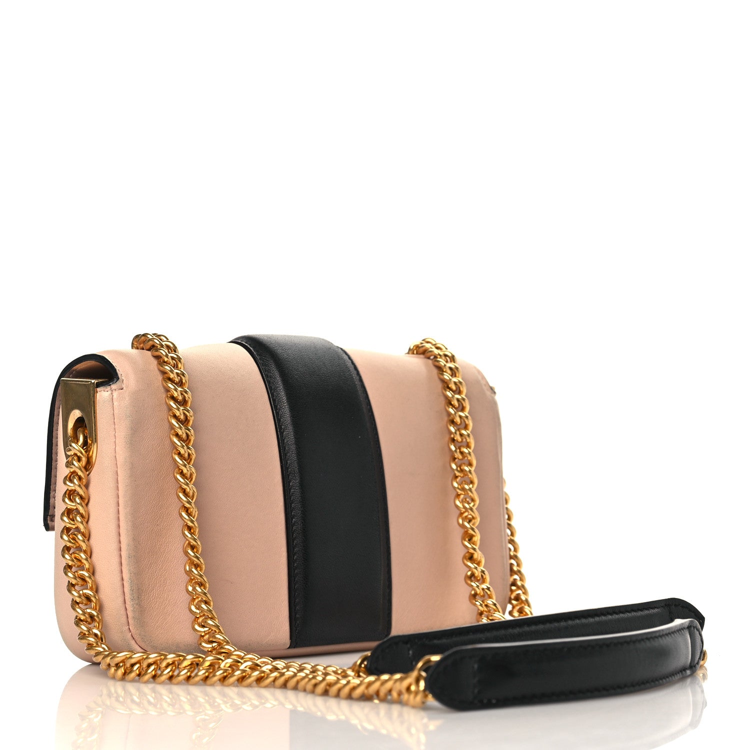Fendi Nappa Apolo Bi-Color Mini Chain Baguette Rosa Quarzo Black 3 of 12
