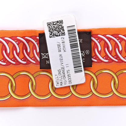 Hermes Silk Maillons Twilly Orange Vieux Rose Gold 4 of 5