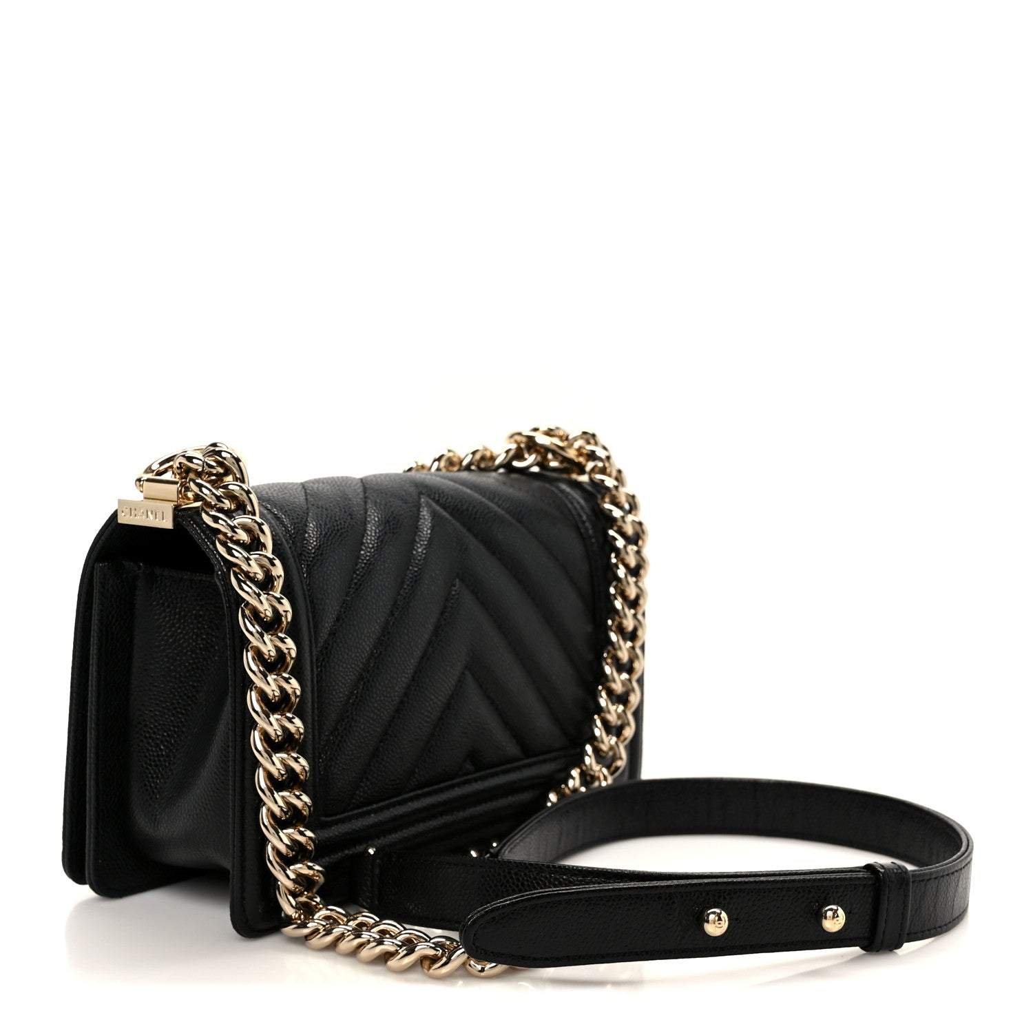 Chanel Caviar Chevron Quilted Small Boy Flap Black 3 of 11