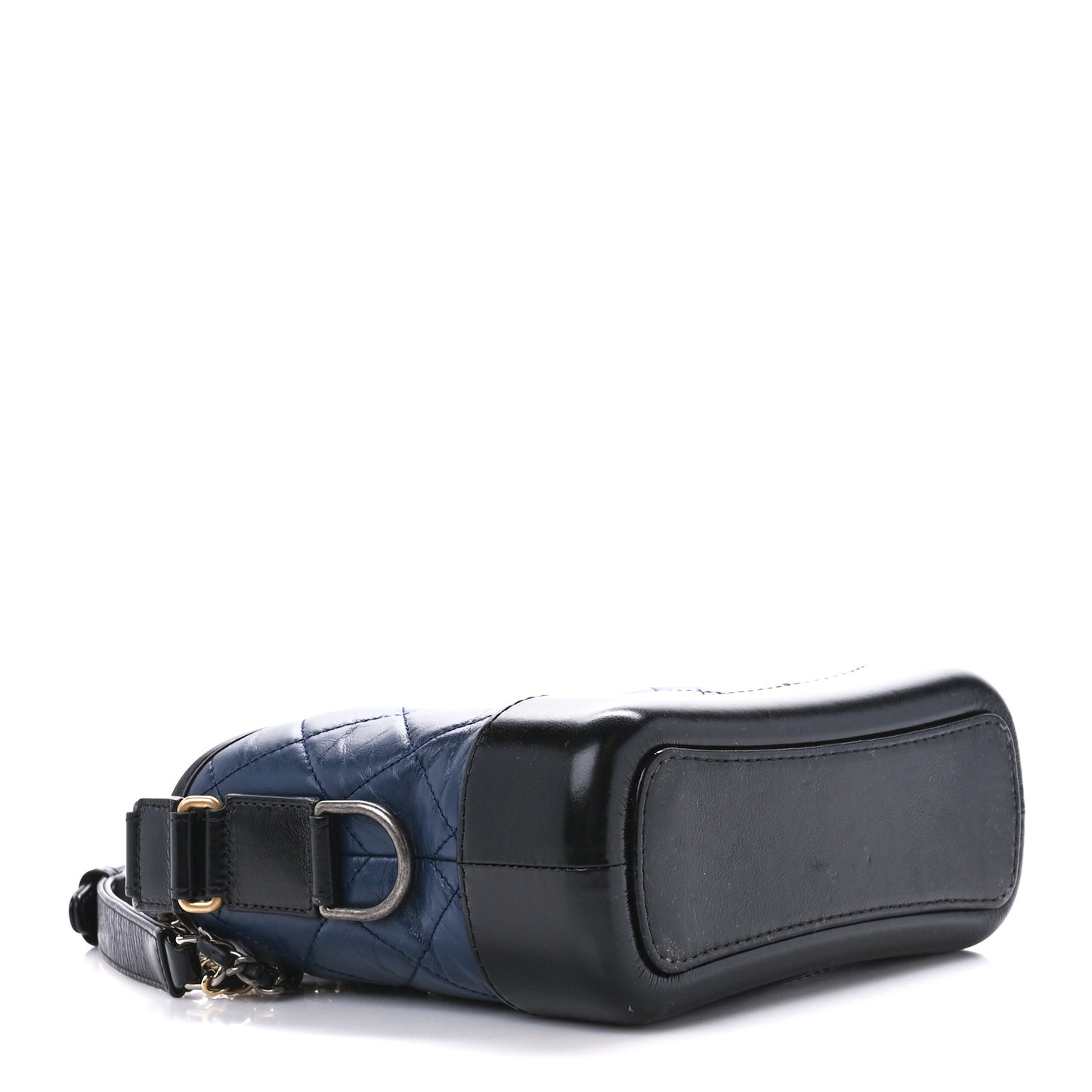 Aged Calfskin Quilted Small Gabrielle Hobo Navy Black