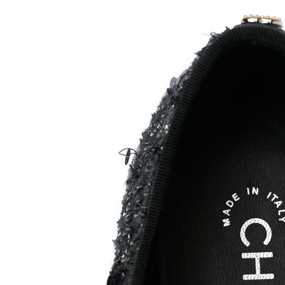 Chanel Tweed Grosgrain Sequin Pearl Lace Up Sneakers 39 Black 9 of 10
