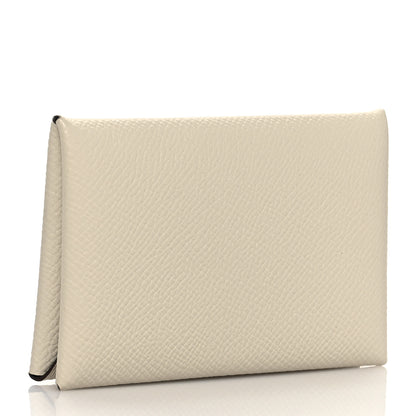 Hermes Epsom Horseshoe Calvi Card Case Craie Black 3 of 6