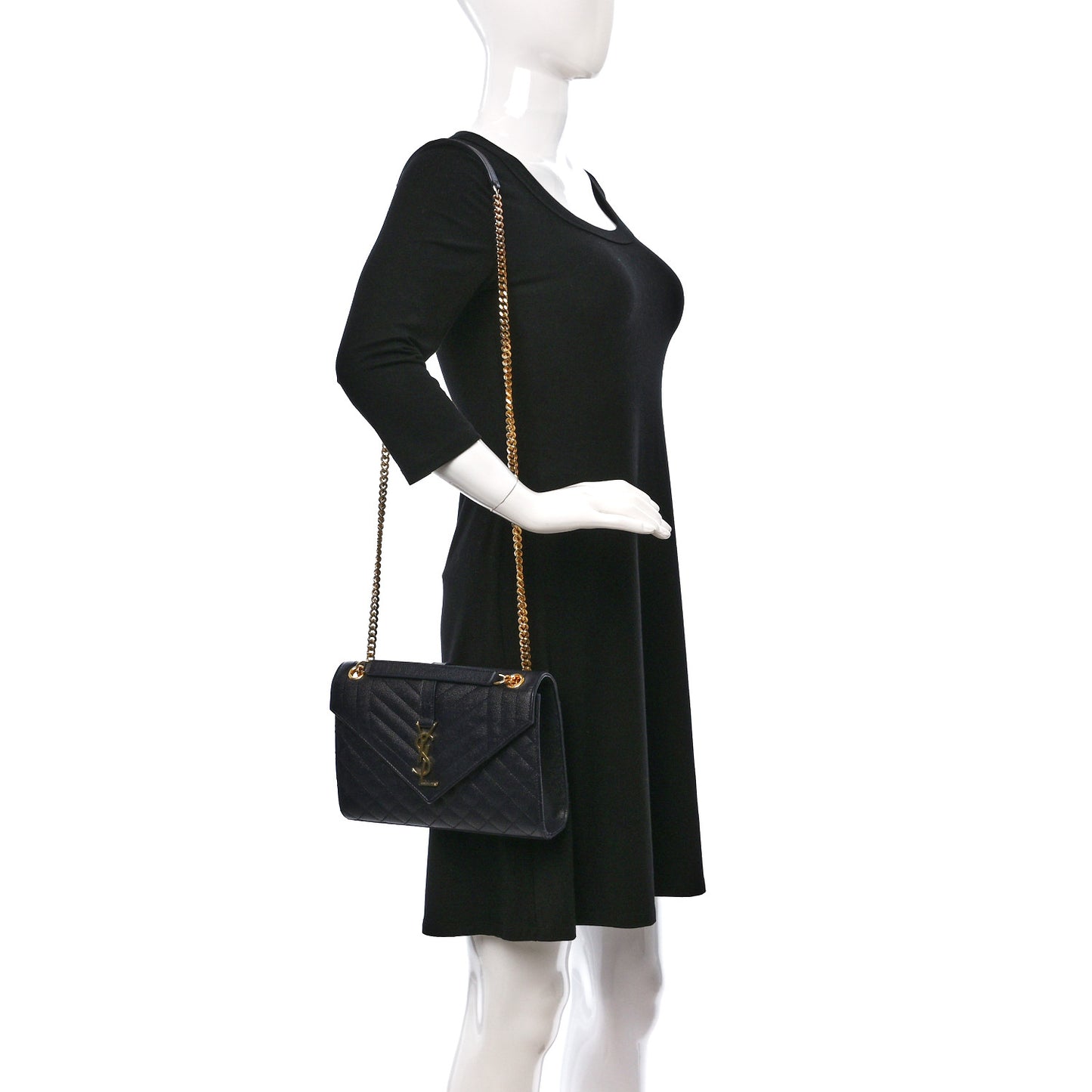 Grain De Poudre Textured Mixed Matelasse Triquilt Medium Monogram Satchel Deep Marine