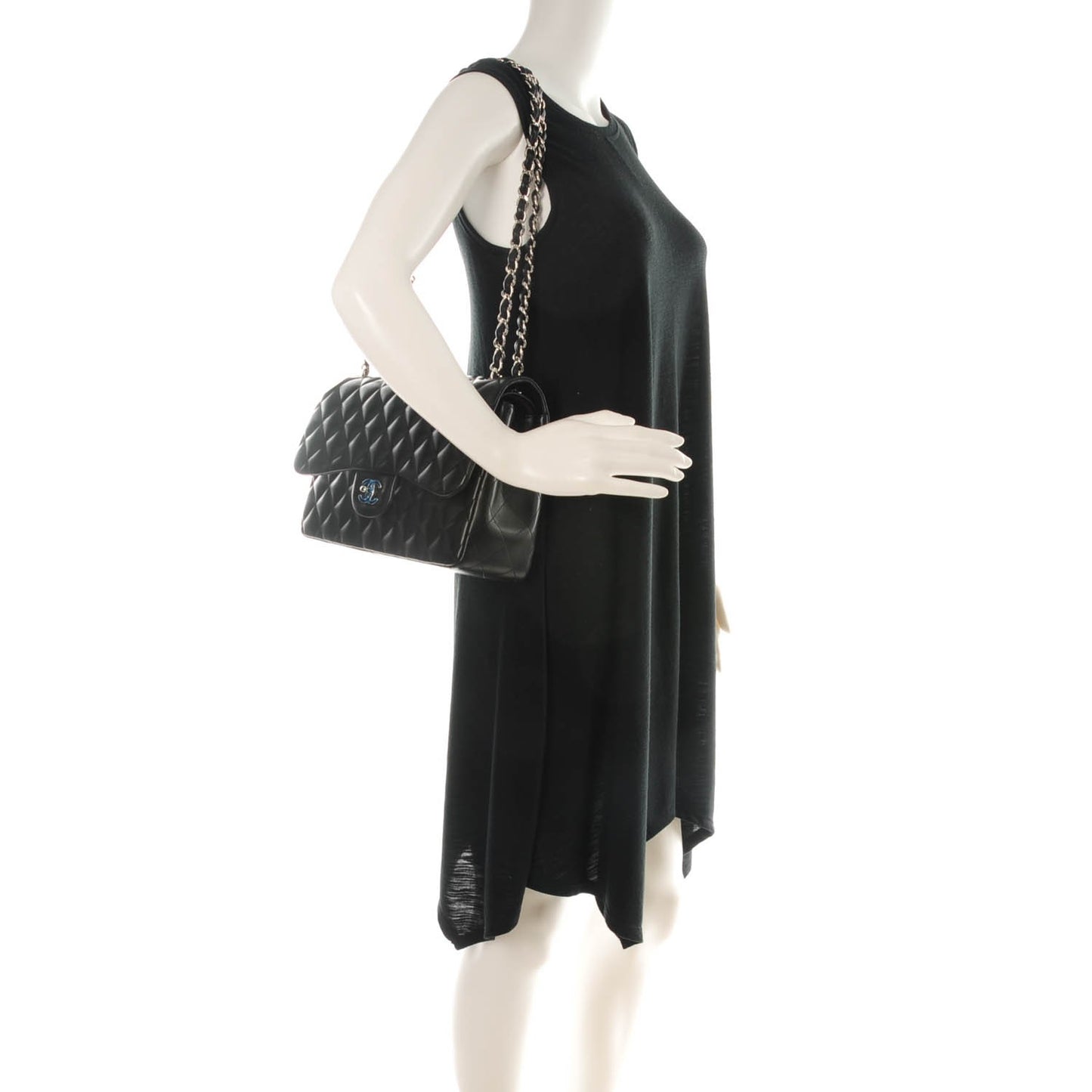 Lambskin Quilted Jumbo Double Flap Black