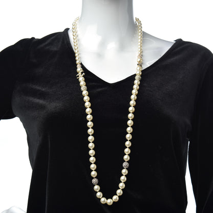 Chanel Pearl Baguette Crystal CC Long Necklace Gold 2 of 6